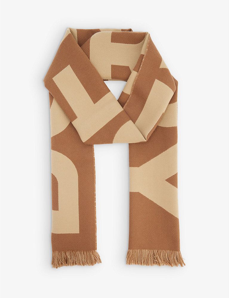 BURBERRY Football brand-pattern wool scarf | Selfridges