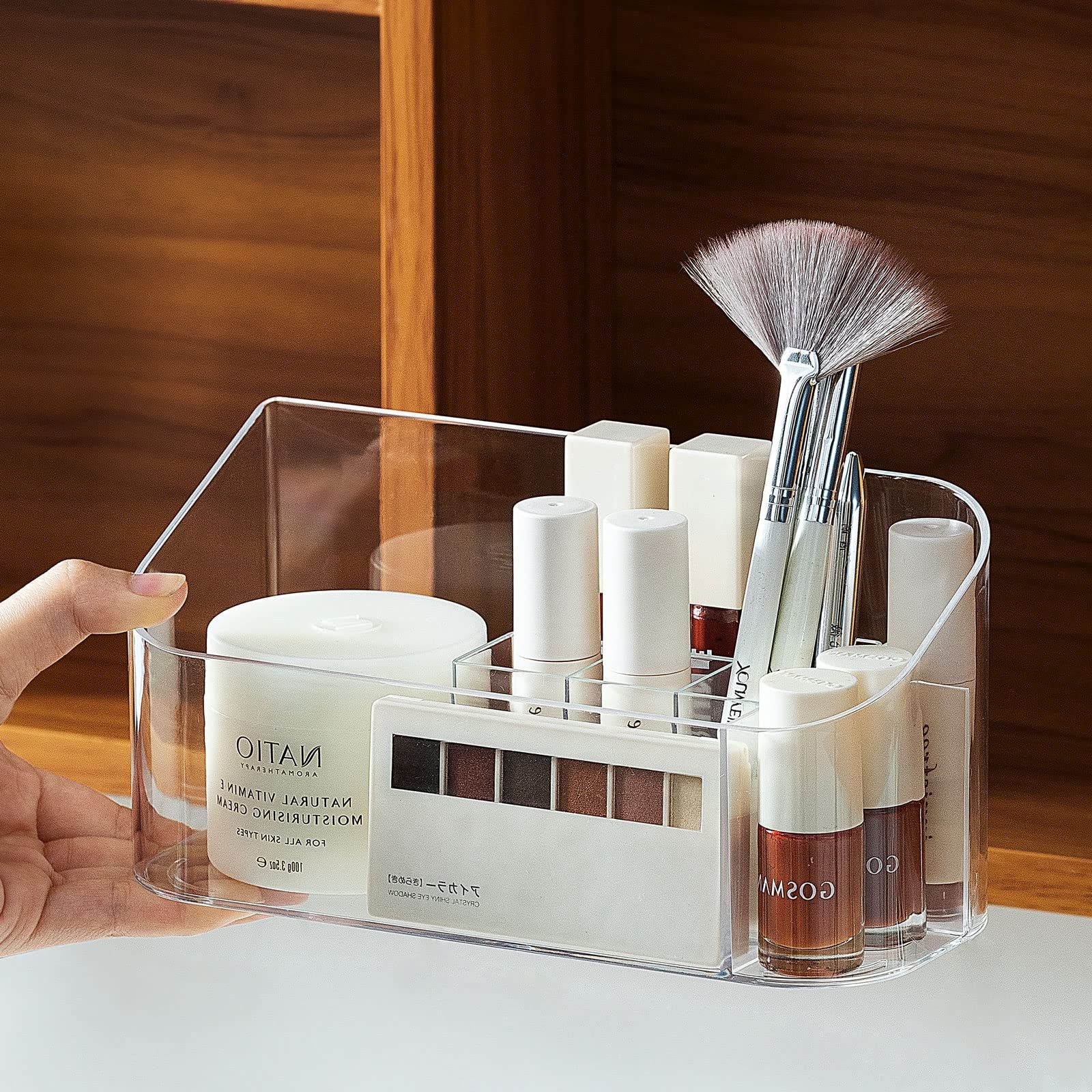 Small Makeup Organizer,Jenoudar Slim Cosmetic Display Case,Multifunctional Desktop Stationery Storag | Amazon (US)