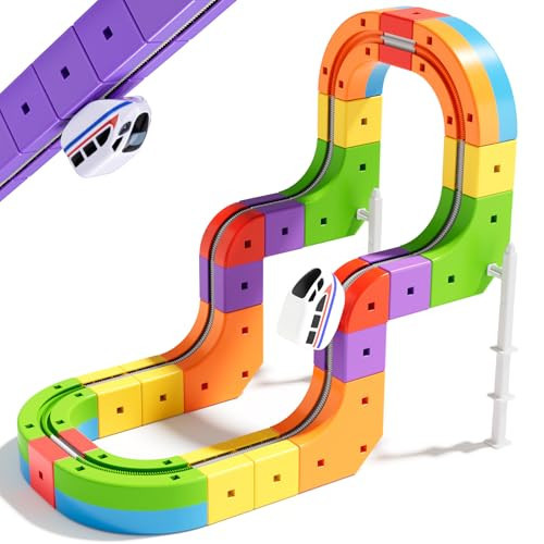 KlickRail Electric Train Set Flexible Race Track for Kids 4 6 7, Car Track for Toddlers, Building Toy Train Track Gravity-Defying 3D Embedded Layouts & Motorized Car, STEM Gift(Starter Set(32 piece) | Amazon (US)