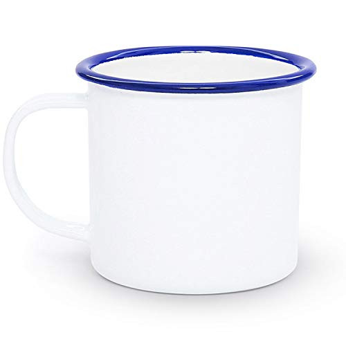 Crow Canyon Home Enamelware Mug, 12 ounce, Vintage White/Blue (Single) | Amazon (US)