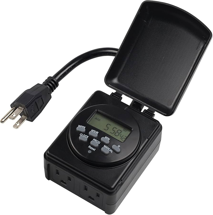 BN-LINK 7 Day Outdoor Heavy Duty Digital Programmable Timer, Dual Outlet, Weatherproof, 1875W 1/2... | Amazon (US)