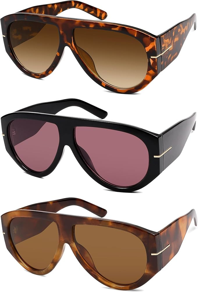 Oversized Retro Aviator Sunglasses Womens Mens 70s Classic Vintage Sun Glasses AR82227 | Amazon (US)