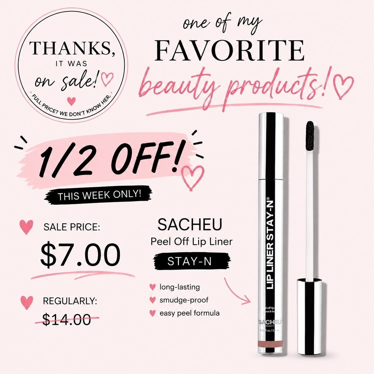 One of my FAVORITE beauty products is HALF OFF! 

The SACHEU Peel Off Lip Liner is ONLY $7 this week (regularly $14)! 🙌🏼



💄 https://on.ltk.com/+e435oC8AUb6vVcJibq1hpA



#ad #affiliatelink #UltaBeauty #21DaysofBeauty #SACHEU #BeautySteal #LipLiner #BeautyDeals

#LTKBeauty #LTKSaleAlert