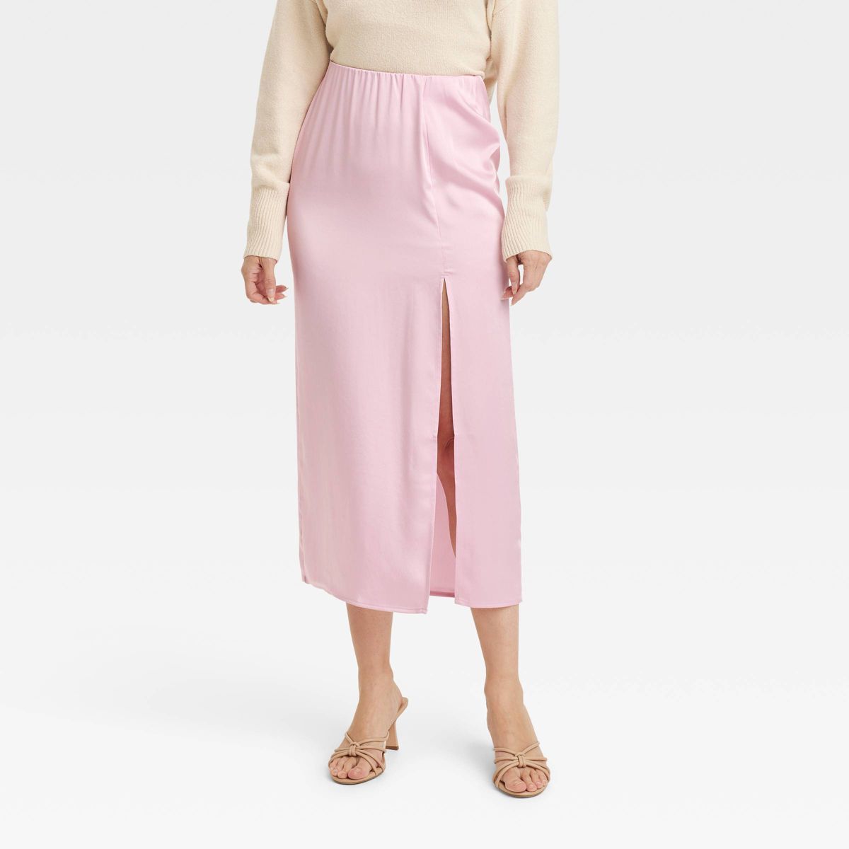 Women's Satin Slip Skirt - A New Day™ Light Pink | Target