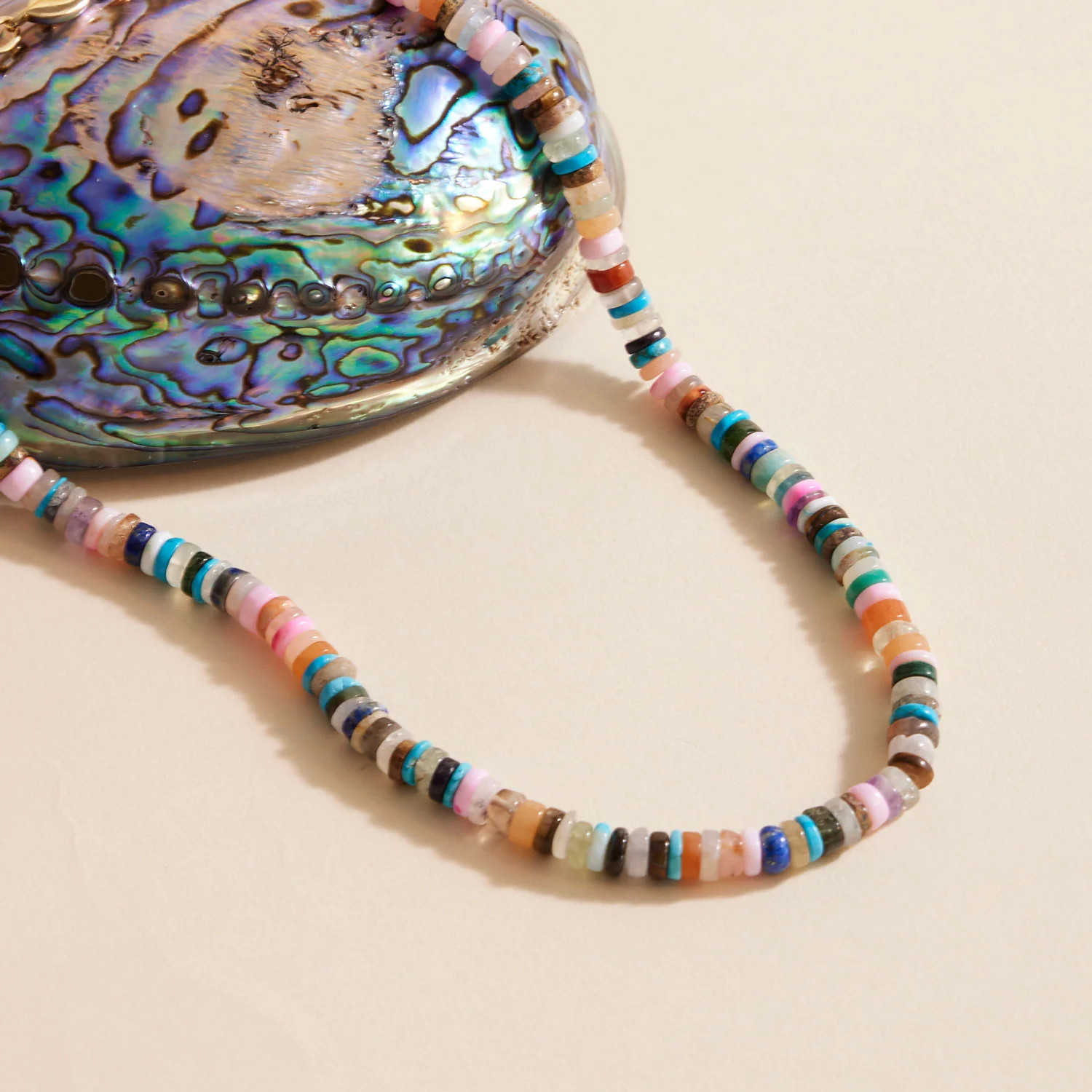 Semi-Precious Heishi Beaded Necklace Multi | Mignonne Gavigan