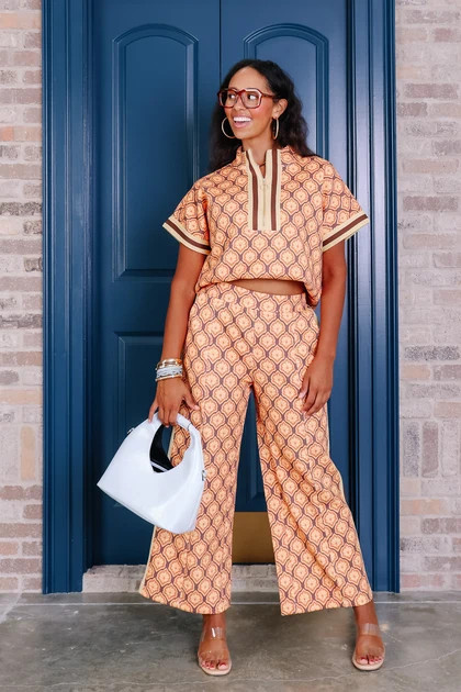 Blooming Beauty Brown Printed Wide Leg Pant | The Willow Tree