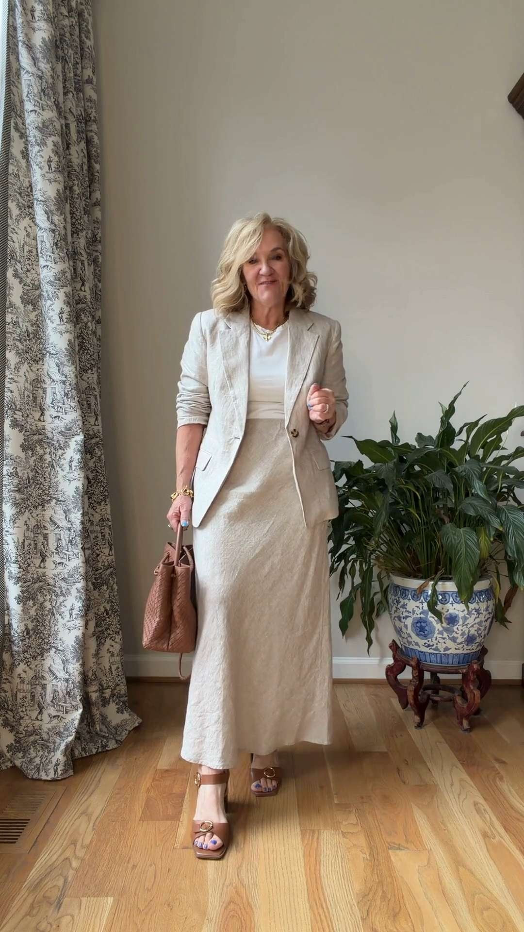 Tap the bell 🔔, heart ❤️ this post, and save for later!

Looking for a blazer that feels polished without looking stiff?

✔️ Tailored waist creates shape without feeling restrictive
✔️ Lightweight linen keeps it comfortable for warmer days
✔️ Structured shoulders add polish while staying easy to wear

I'm wearing a medium and find it true to size. It isn't oversized, and there's still room to layer a lightweight sweater underneath.

This is the kind of outfit that works for lunch dates, brunch, travel days, winery visits, and casual events when you want to look put together.

If you've been searching for an easy neutral outfit you'll reach for often, this one is worth a look. 

 #LTKootd #LTKSeasonal #LTKOver40