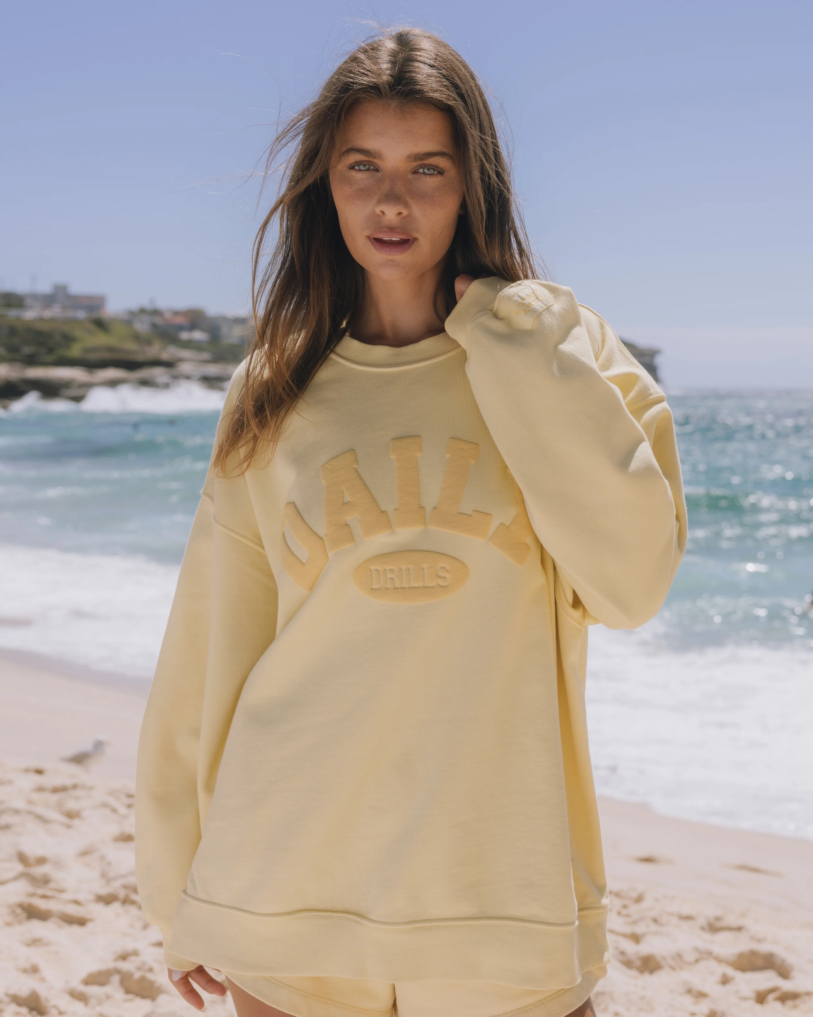 Oversized Daily Crew - Butter + Sunny with Tonal Patch | Daily Drills LLC