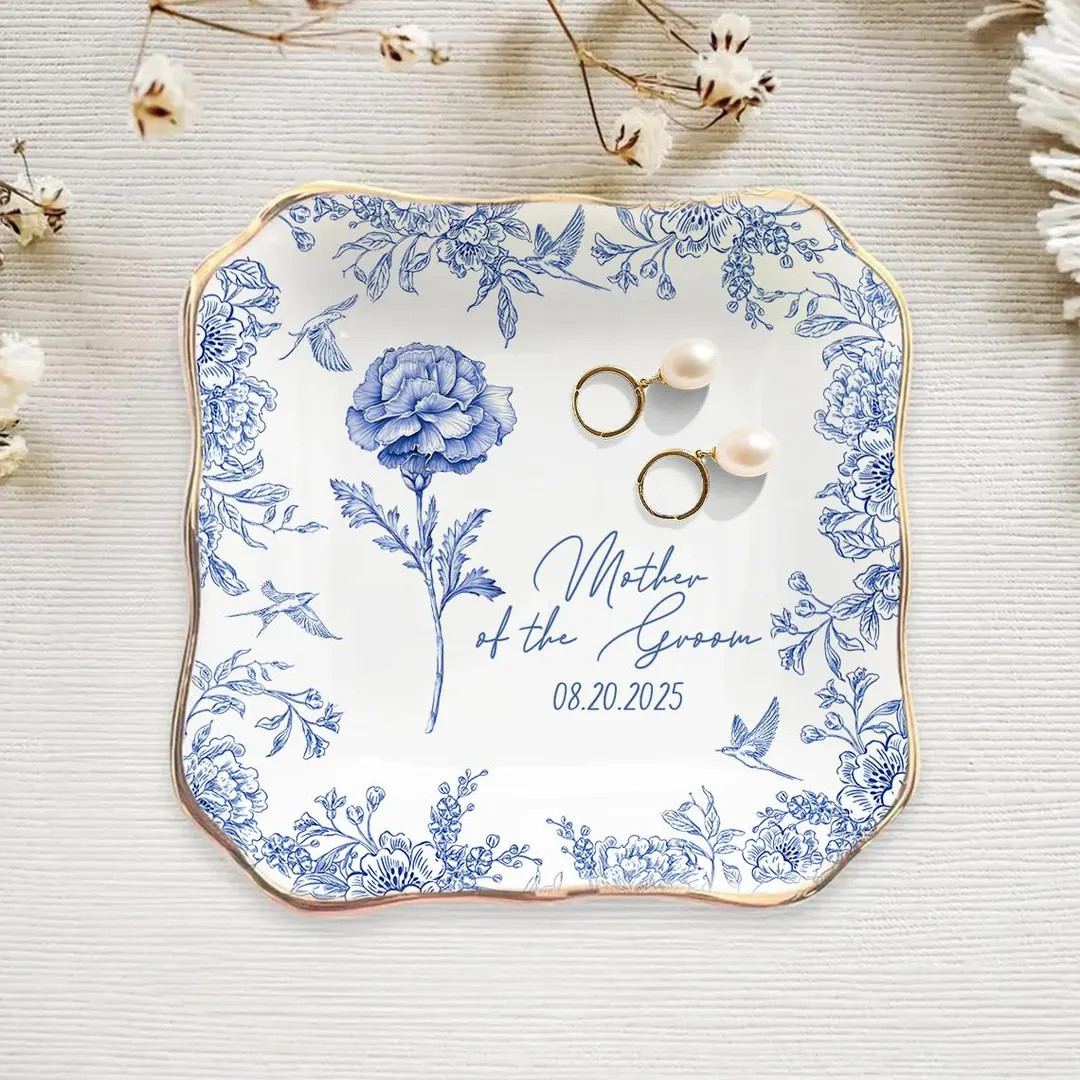 Custom Jewelry Dish for Mother of the Groom, to My Mother in Law on Wedding Day, Toile De Jouy Gi... | Etsy (US)
