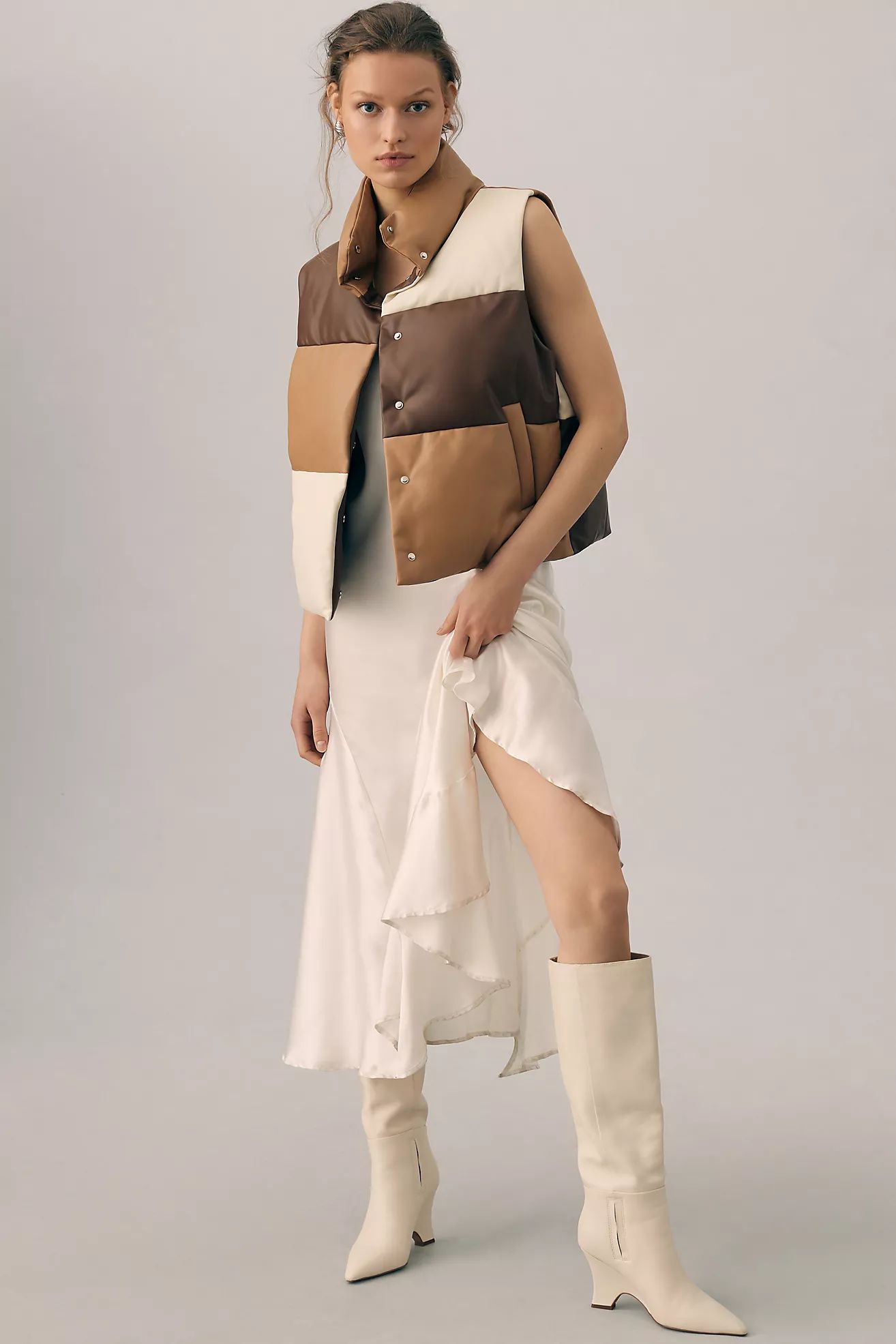 By Anthropologie Faux Leather Colorblock Vest | Anthropologie (US)