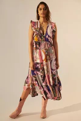 Ruffled Patchwork Midi Dress | Anthropologie (US)