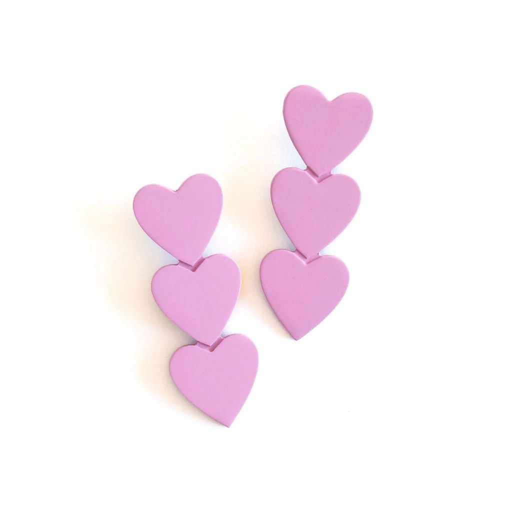 Matte Pink Heart Earrings | Sunshine Tienda