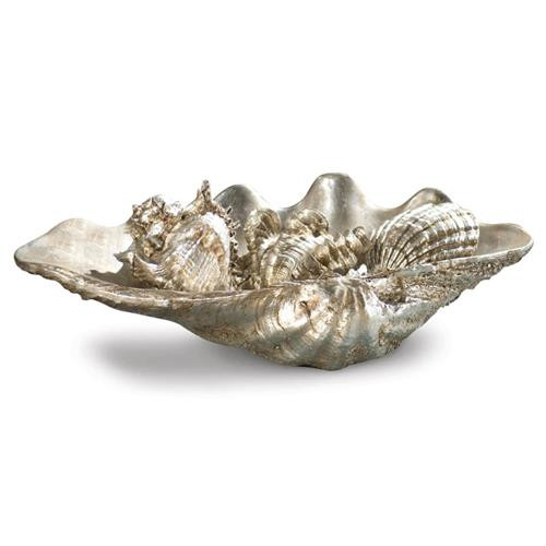 Regina Andrew  Silver Leaf Resin Decorative Medium Clam Shell | Kathy Kuo Home