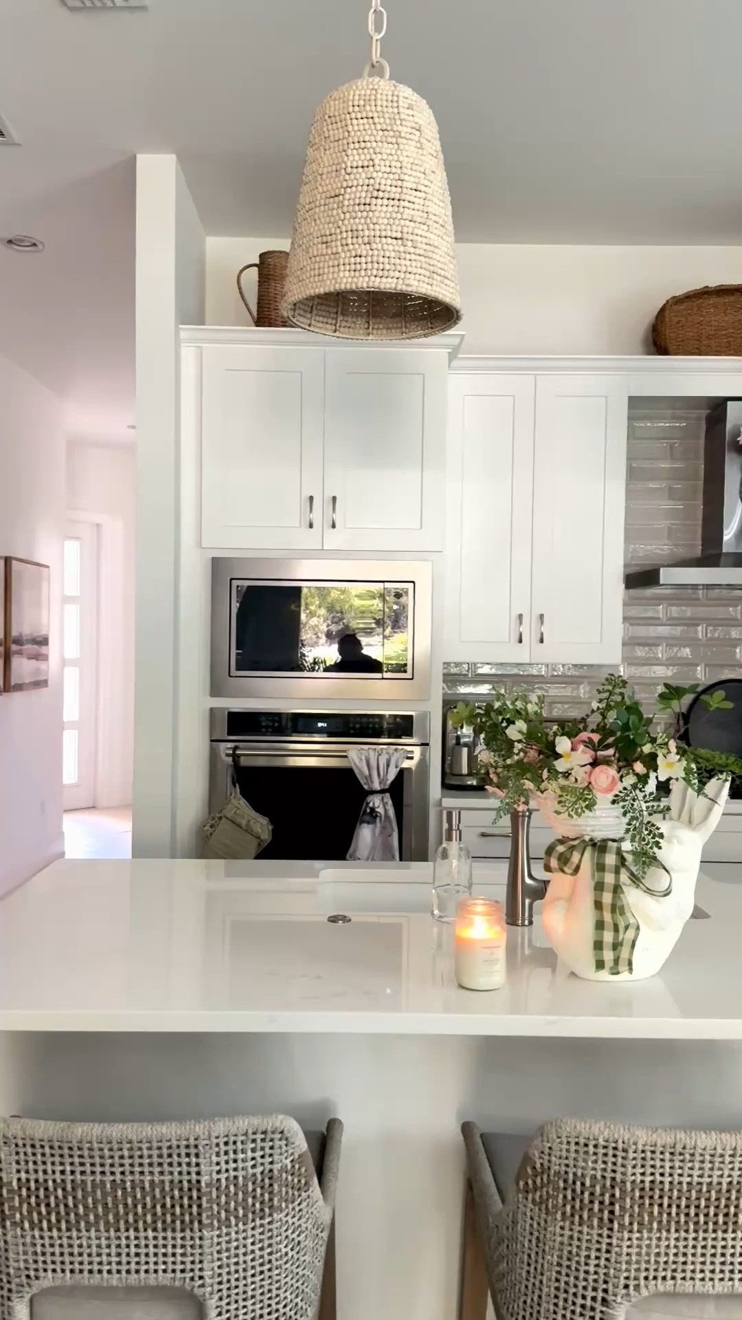 How I warmed up my white kitchen!  By adding these woven pendants.  They add texture! Warmth! And the perfect balance in my kitchen.  Shop my kitchen 

#LTKU #LTKHome