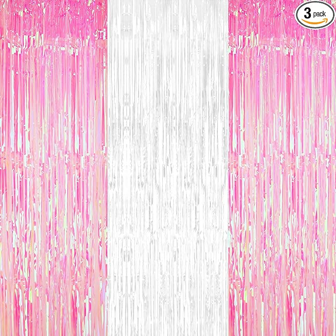KatchOn, Xtralarge White and Pink Backdrop - 3.2x8 Feet, Pack of 3 | Pink and White Streamers for... | Amazon (US)