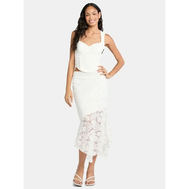 Madden NYC Women's Asymmetric Lace Midi Skirt, Sizes XXS-XXL | Walmart (US)