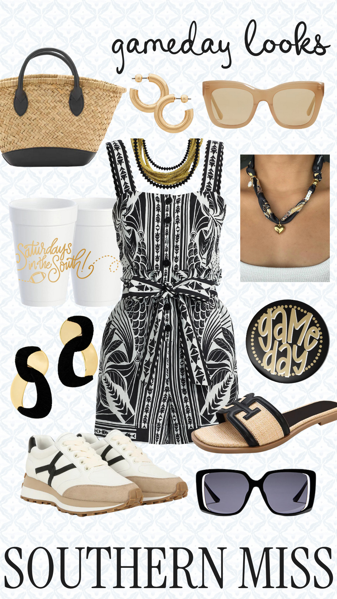 Gameday looks for the Southern Miss girls!! Tons of black and gold cute finds are linked!! 

 #LTKSeasonal #LTKParties #LTKFindsUnder100