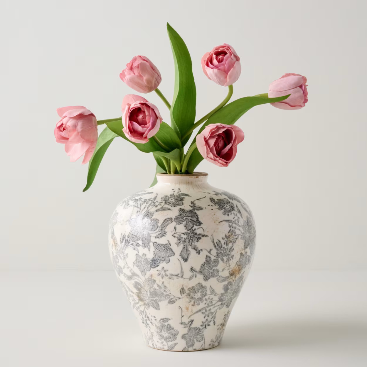Distressed Grey and White Floral Vase | Magnolia