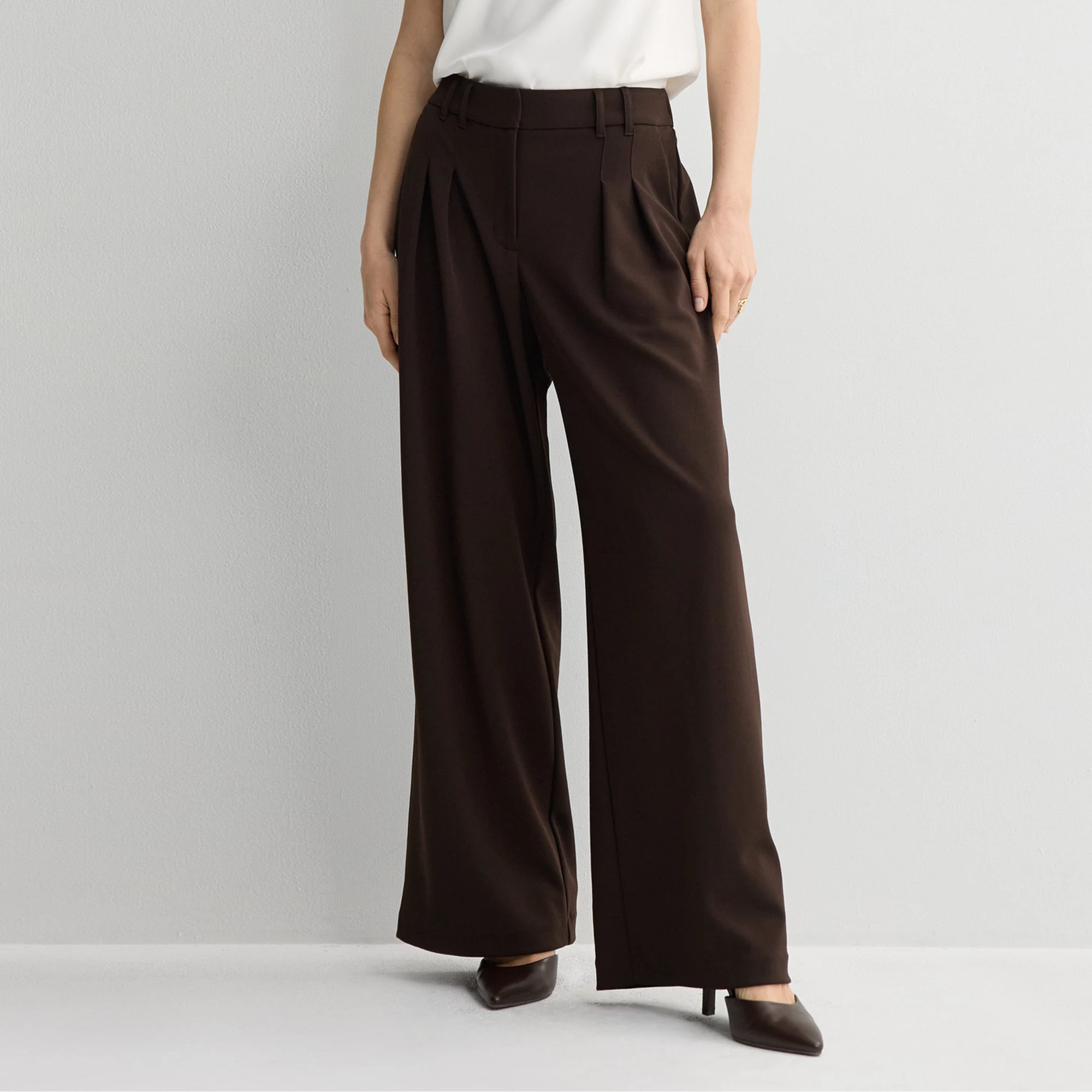 Women's Nine West Crepe Pleated Wide Trousers | Kohl's