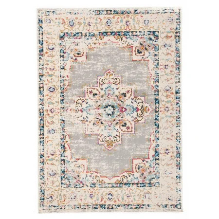 Bohemian Medallion Distressed Design Area Rug 5' x 7' Gray | Walmart (US)