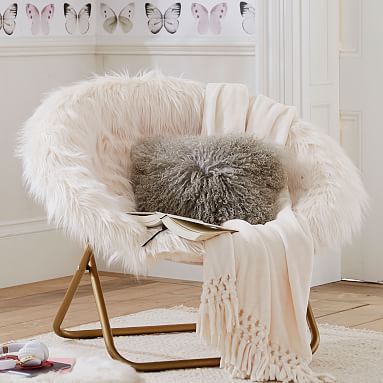 Himalayan Ivory Faux-Fur Hang-A-Round Chair | Pottery Barn Teen