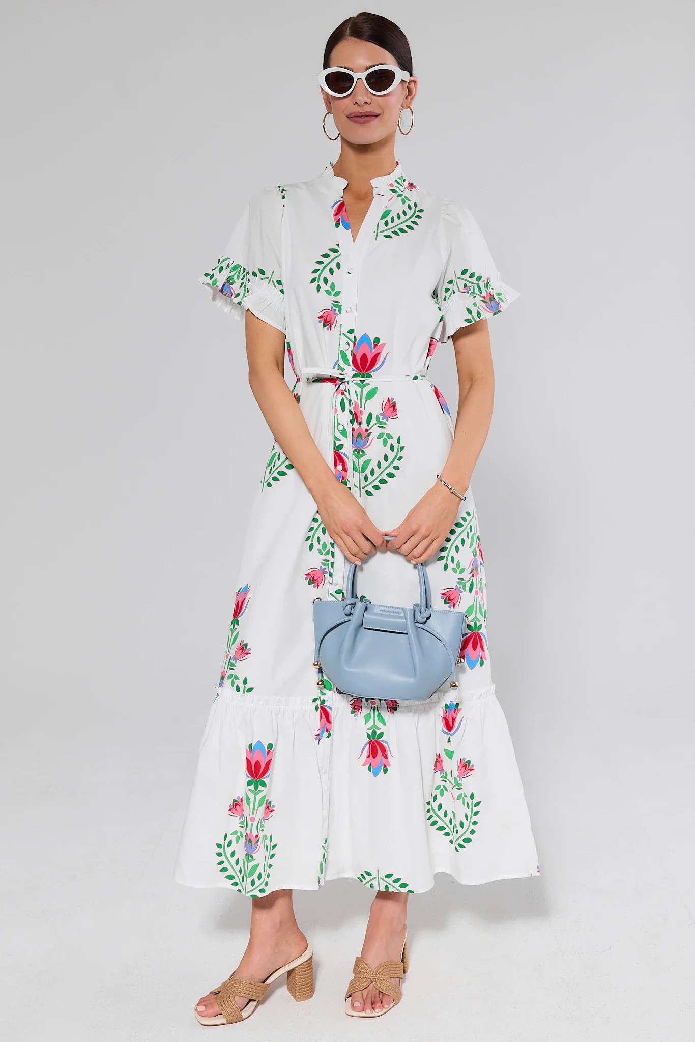 White Floral Printed Maxi Dress | Avara