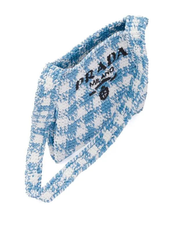 houndstooth-pattern raffia shoulder bag | Farfetch Global