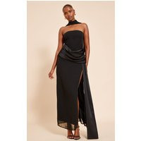 Black Bandeau Drape Detail Maxi Dress | PrettyLittleThing US