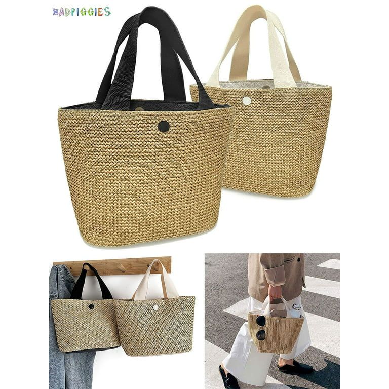 BadPiggies Straw Tote Bag Boho Summer Beach Woven Bag with Handles Stylish Purses Shoulder Bag fo... | Walmart (US)