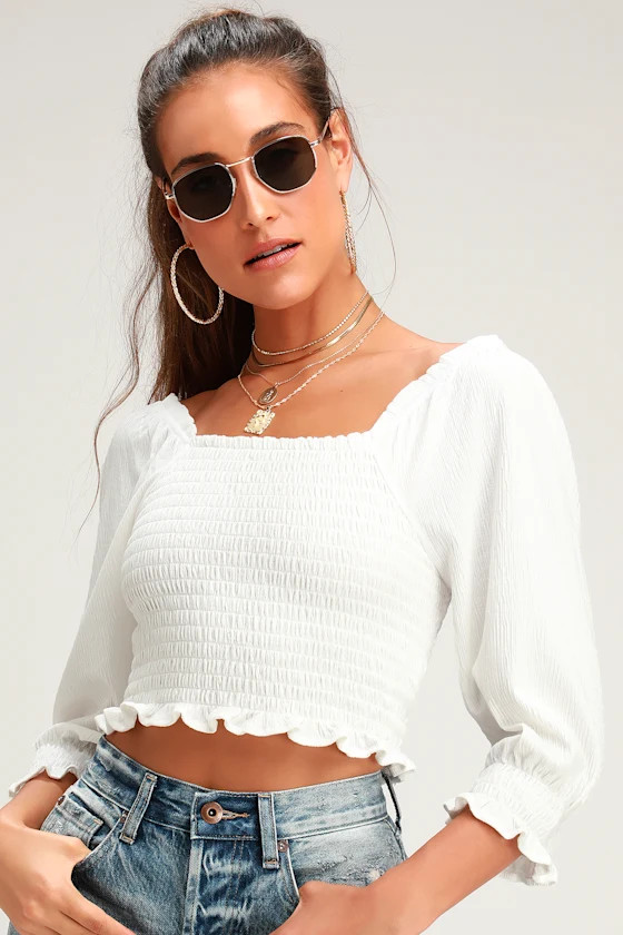 Brencye Ivory Smocked Crop Top | Lulus (US)
