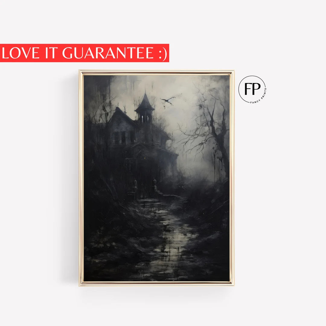 Halloween Vintage Haunted House Printable Halloween Wall Art - Etsy | Etsy (US)