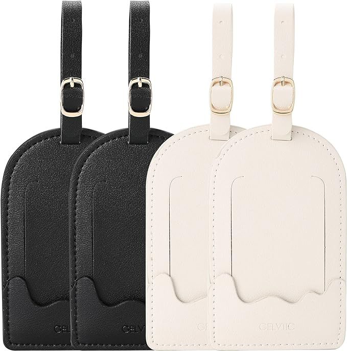 GELVTIC Faux Leather Luggage Tags for Suitcase Tag Set Privacy Protection with Identifie Name Lab... | Amazon (US)