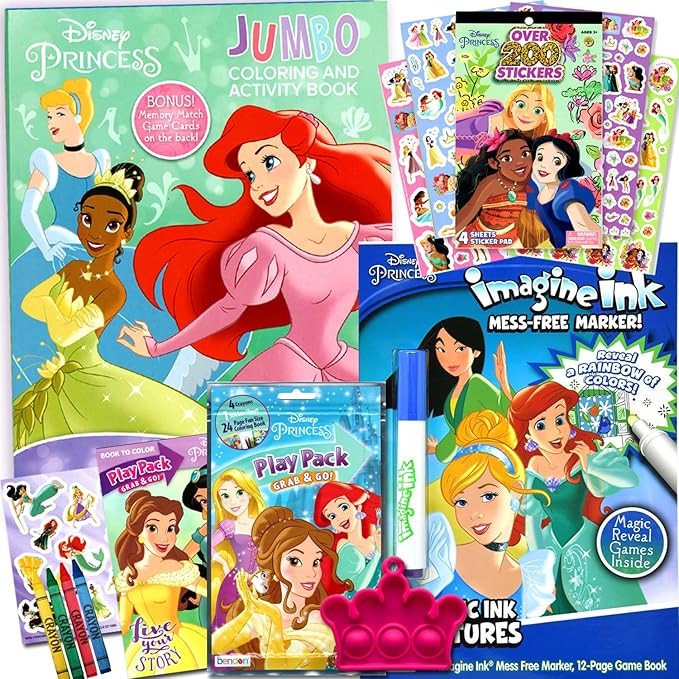 Disney Princess Coloring and Activity Book Bundle with Imagine Ink Coloring Book, Stickers and Mo... | Amazon (US)