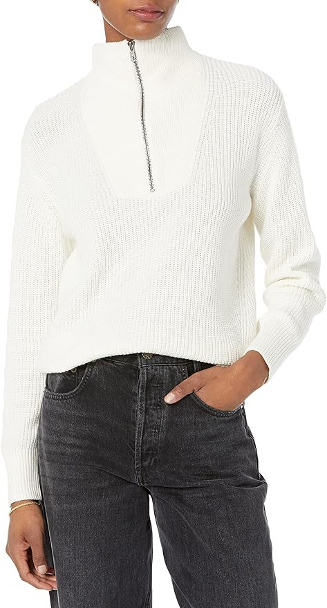 Amazon Essentials Women's Relaxed-Fit Ribbed Half Zip Sweater (Available in Plus Size) (Previousl... | Amazon (US)