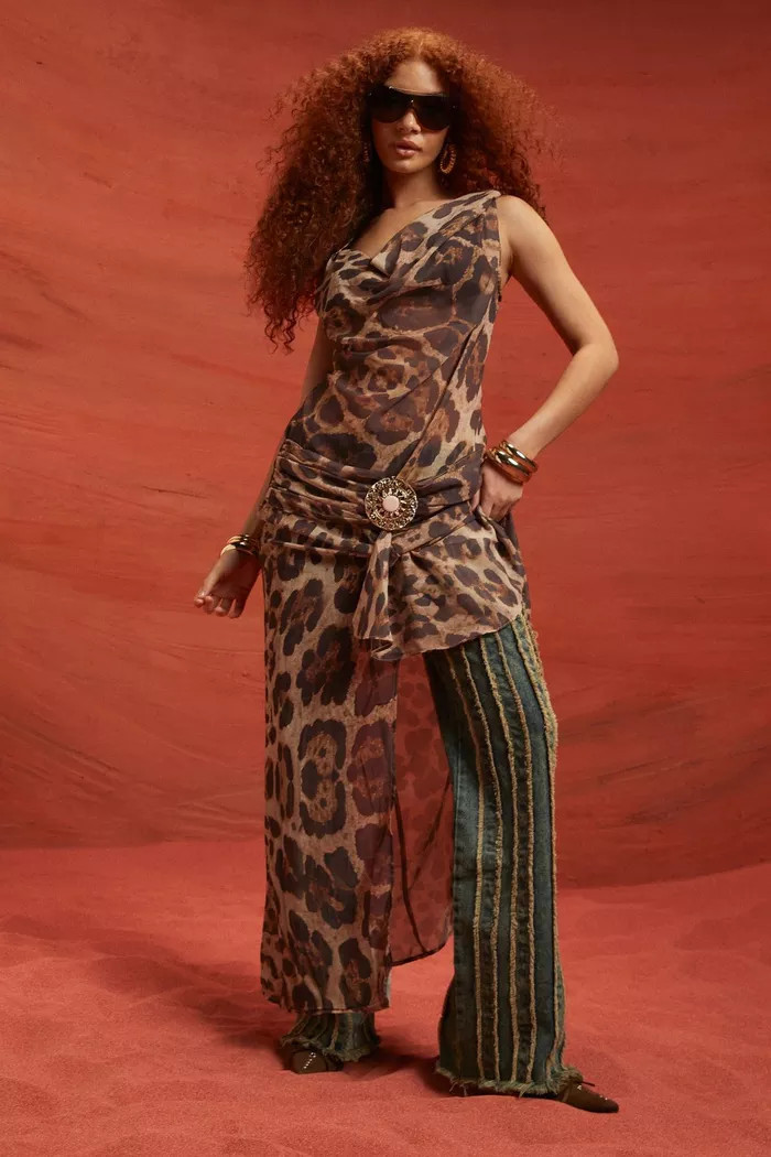 Chiffon Leopard Belt Buckle Maxi Dress | Boohoo.com (UK & IE)