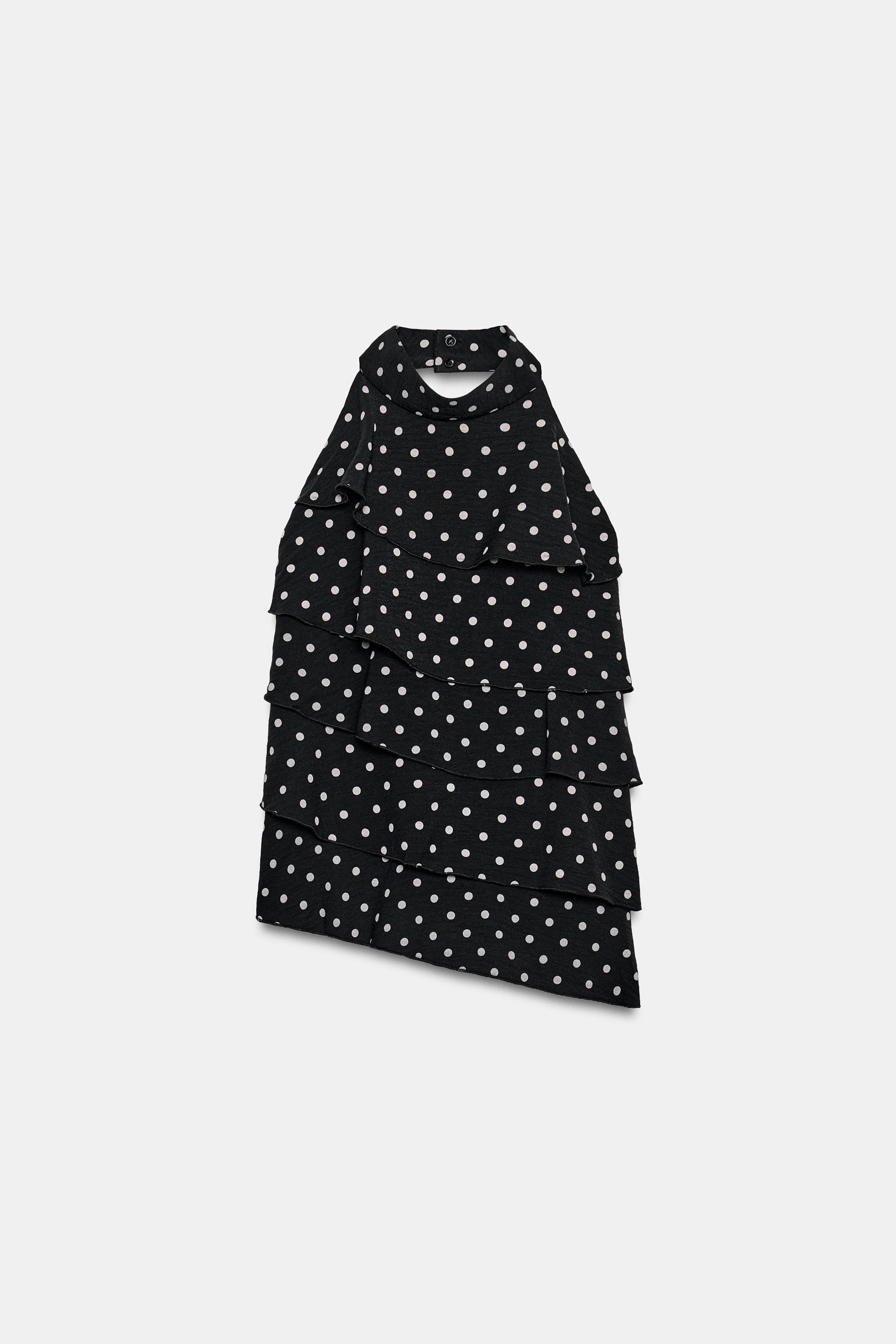 POLKA DOT RUFFLE HALTER TOP | Zara US