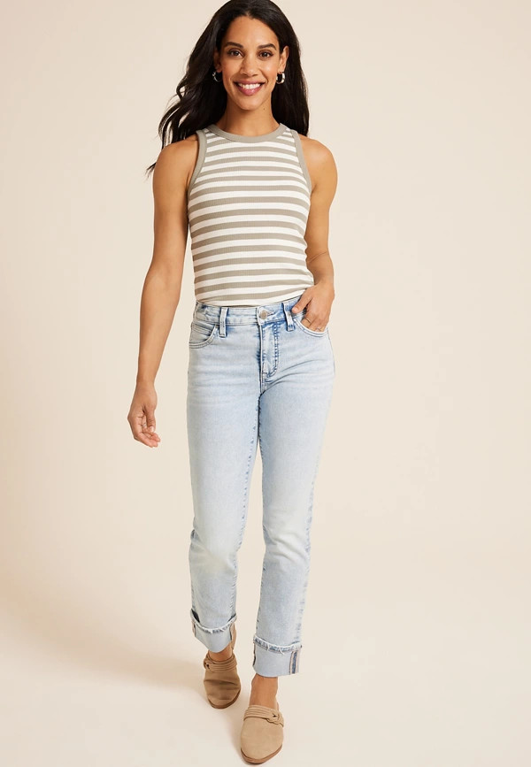 Everflex™ Mid Rise Slim Straight Cuff Ankle Jean | Maurices