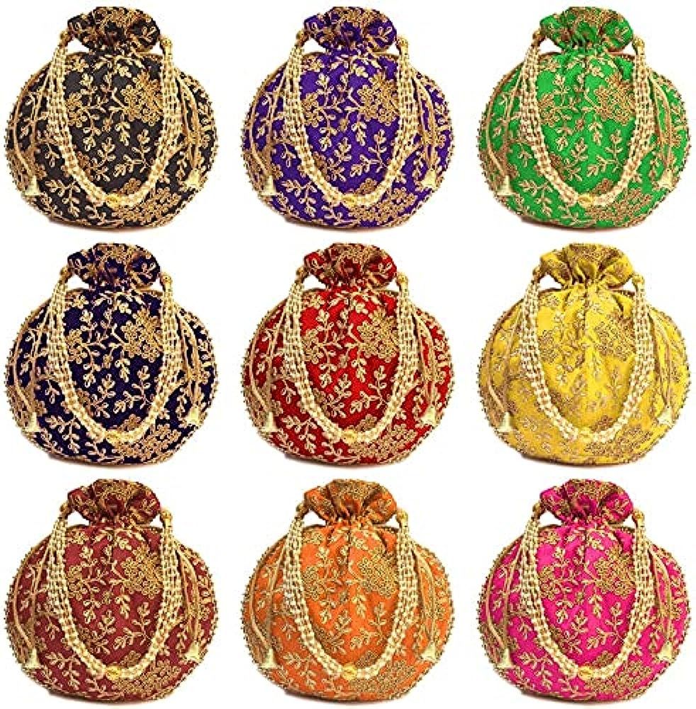 Handicrafts and jewellery Designer Women Potli Bags or Wristlets or rajasthani batwa for Wedding & P | Amazon (US)