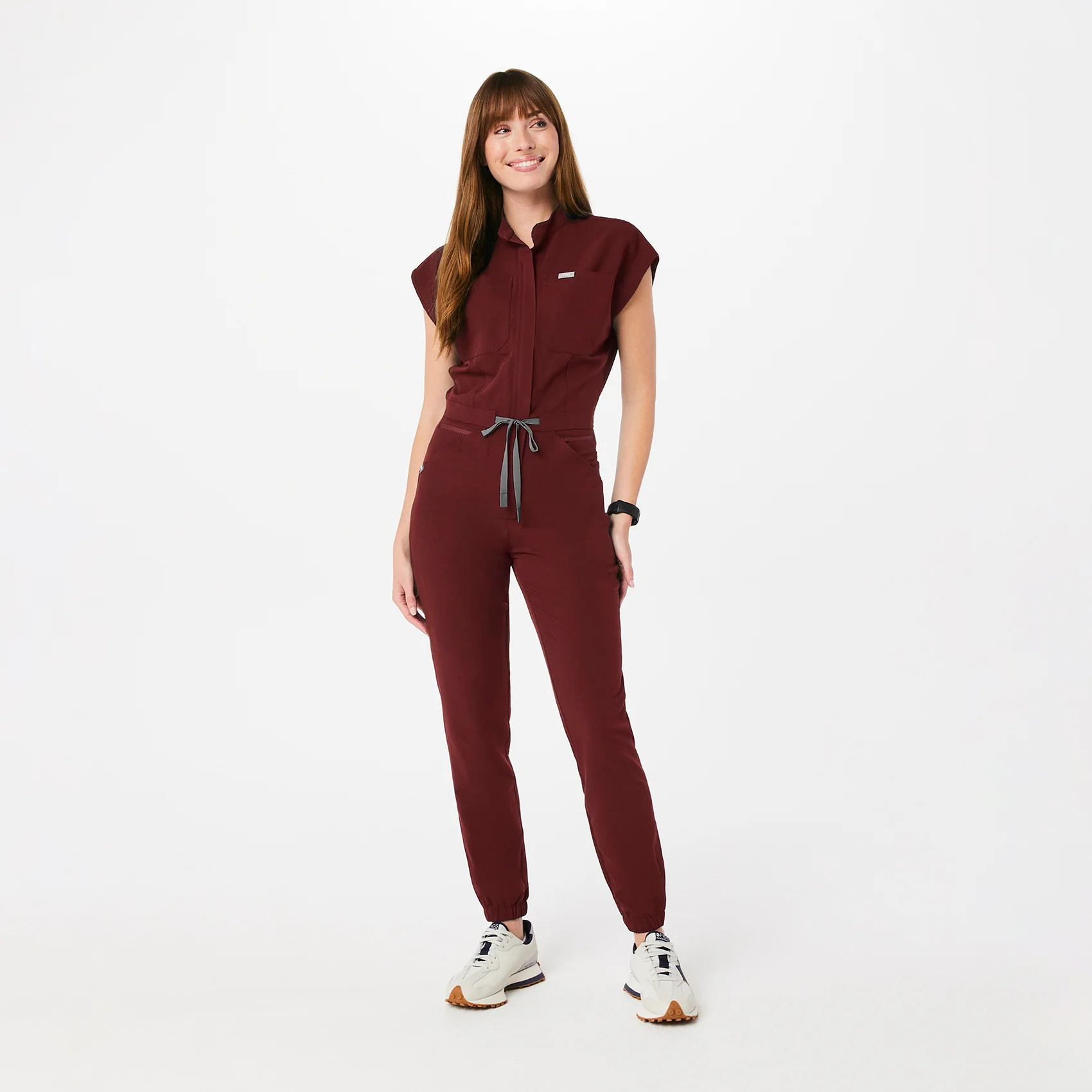 Women’s Rafaela Cargo ScrubJumpsuit™ - Burgundy · FIGS | FIGS