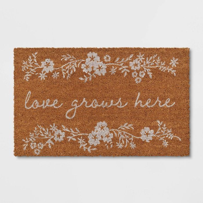 1'6"x2'6" Love Grows Here Door Mat True White - Threshold™ | Target