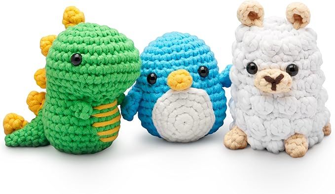 The Woobles Zero to Hero Bundle Crochet Kit (Penguin,Dino & Llama) with Easy Peasy Yarn- All in O... | Amazon (US)