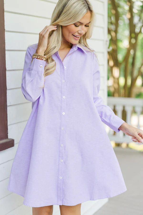 Hanging On Every Word Lavender Purple Shirt Dress | The Mint Julep Boutique