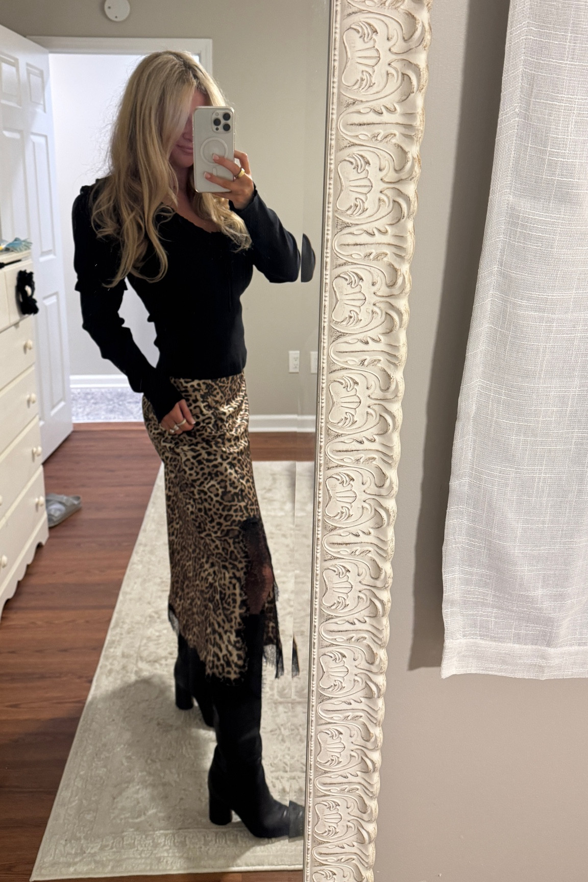 🐆Leopard look! #leopard #skirt #boots 

#LTKSeasonal #LTKstyletip
