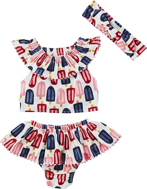 Mud Pie Girls Toddler Bikini and Headband Set | Amazon (US)