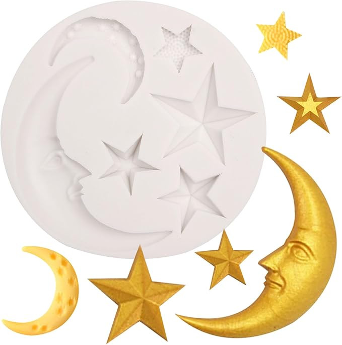 Moon Stars Silicone Fondant Molds Chocolate Candy Baking Molds for Gumpaste Sugarcraft Tool Cake ... | Amazon (US)