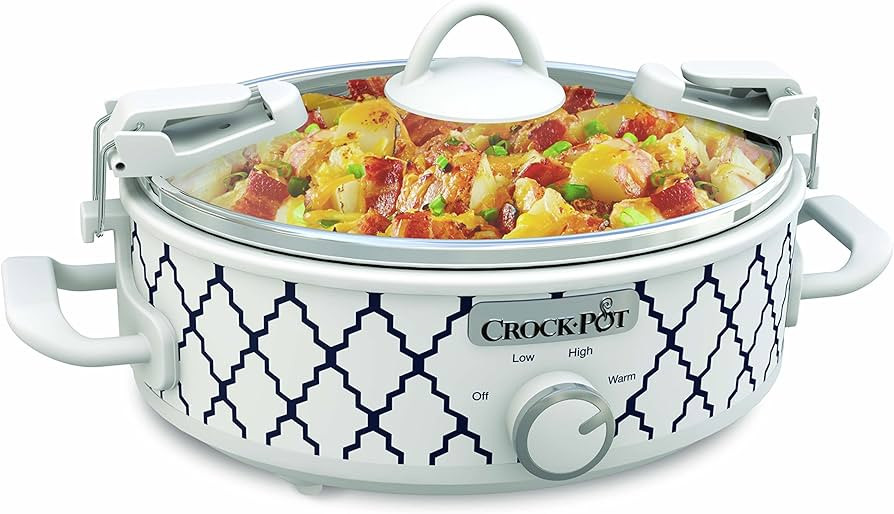 Crock-Pot Small 2.5 Quart Casserole Slow Cooker in White/Blue, Enjoy Eye-Catching Quick Meals, Du... | Amazon (US)