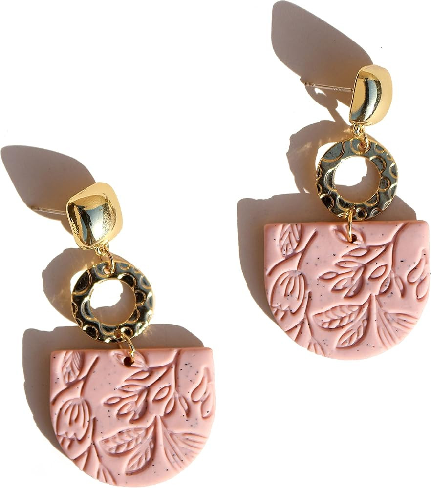 Polymer Clay Rattan Flower Earring,Lavy Chsia Handmade Woven Statement Boho Lightweight Drop Dang... | Amazon (US)