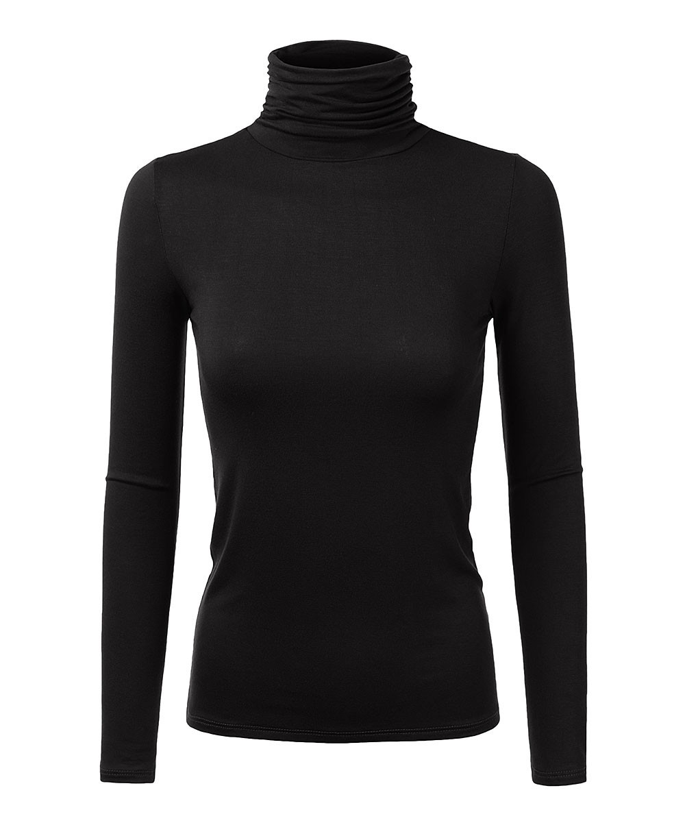 Black Shirred Long-Sleeve Turtleneck - Women & Plus | zulily
