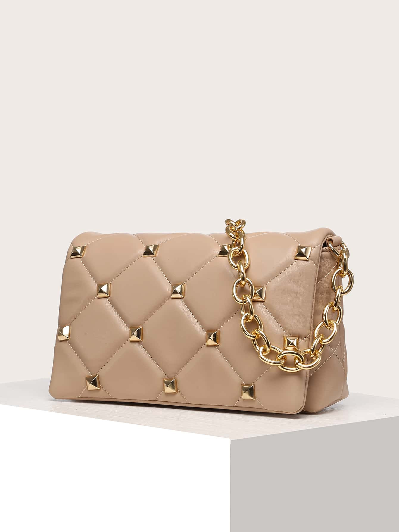 Quilted Studded Decor Flap Square Bag | SHEIN