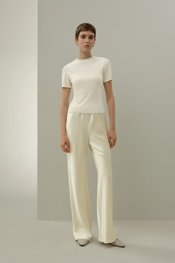 Slim Fitted Silk Jersey Tee | LILYSILK